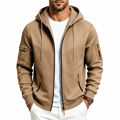 Men's Brushed Fleece Full-Zip Hoodie — Midweight Soft Layer with Zip Pockets
