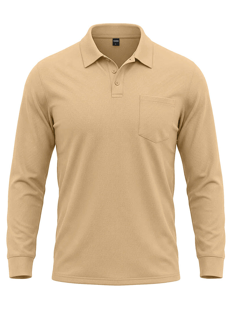 Men's Quick-Dry Birdseye Long-Sleeve Polo