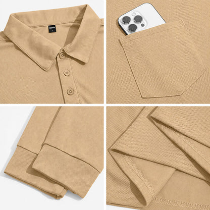 Men's Quick-Dry Birdseye Long-Sleeve Polo