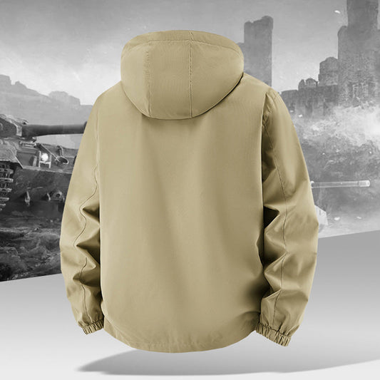 Men’s Lightweight Hooded Utility Jacket-Detachable Hood & Multi-Pocket Design