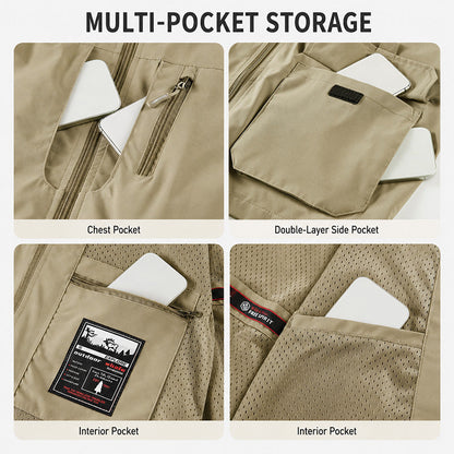 Men’s Lightweight Hooded Utility Jacket-Detachable Hood & Multi-Pocket Design