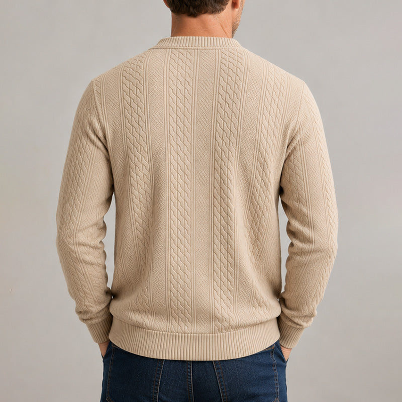 Men's Textured Jacquard V-Neck Cardigan