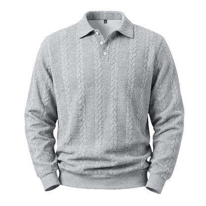 Men's Textured Knit Polo Sweater