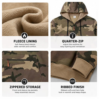 Men's Camo Fleece-Lined Quarter-Zip Hoodie