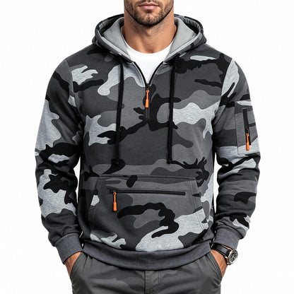 Men's Camo Fleece-Lined Quarter-Zip Hoodie