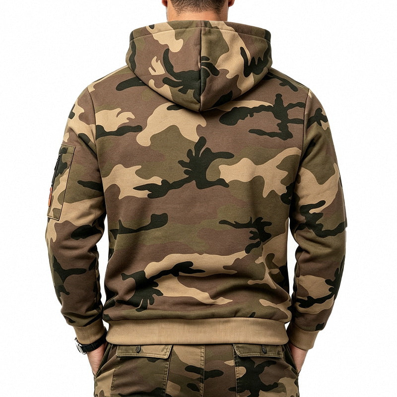 Men's Camo Fleece-Lined Quarter-Zip Hoodie
