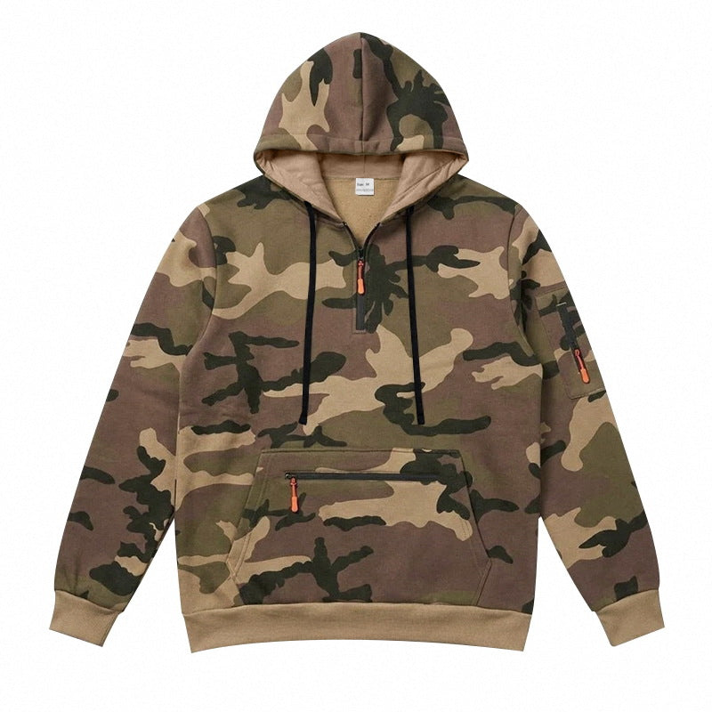 Men's Camo Fleece-Lined Quarter-Zip Hoodie