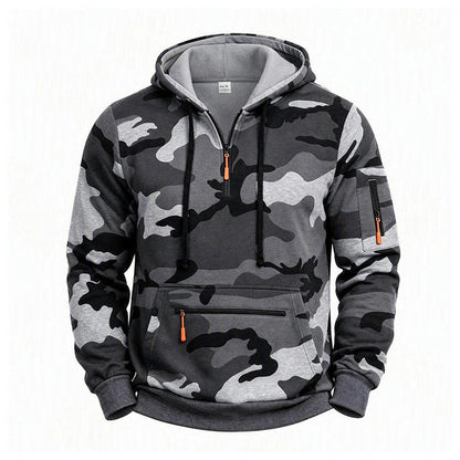 Men's Camo Fleece-Lined Quarter-Zip Hoodie