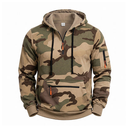 Men's Camo Fleece-Lined Quarter-Zip Hoodie
