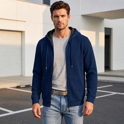 Men’s Jacquard Knit Hooded Zip-Up
