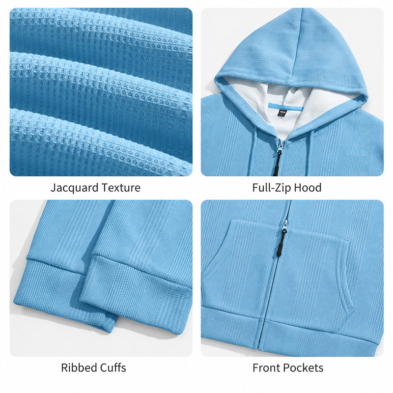 Men’s Jacquard Knit Hooded Zip-Up