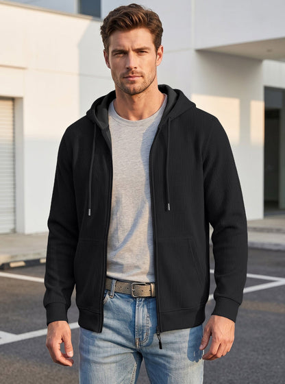 Men’s Jacquard Knit Hooded Zip-Up