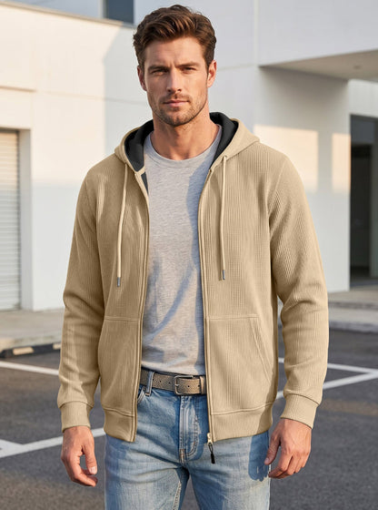 Men’s Jacquard Knit Hooded Zip-Up