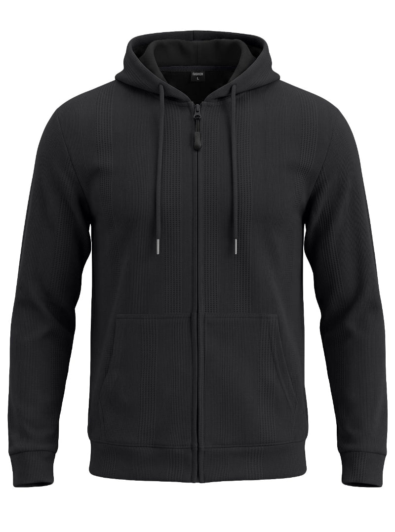 Men’s Jacquard Knit Hooded Zip-Up