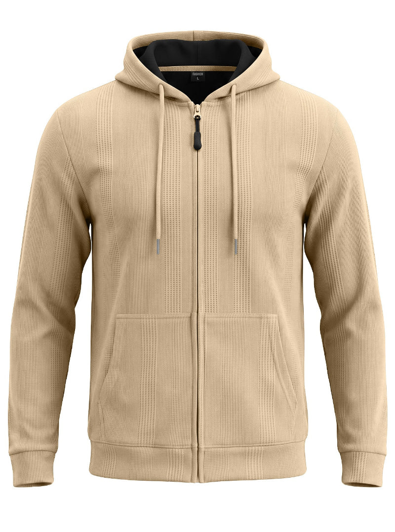 Men’s Jacquard Knit Hooded Zip-Up