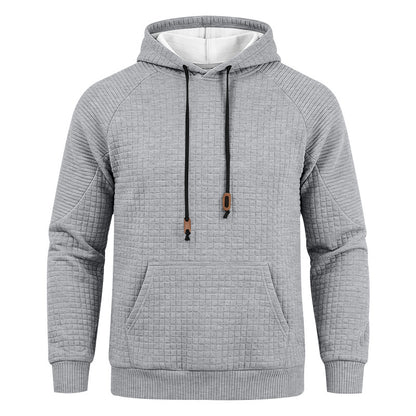 Men's Waffle Knit Pullover Hoodie with Kangaroo Pocket
