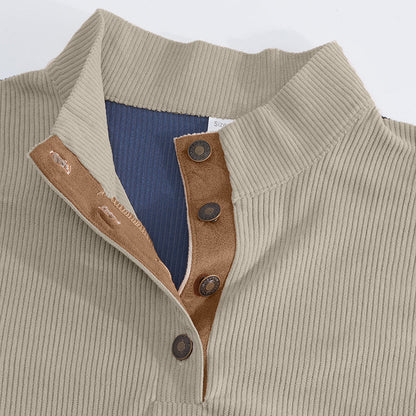Men's Corduroy Color-Block Pullover Sweatshirt