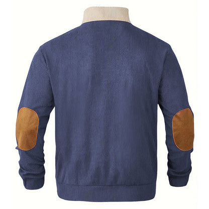 Men's Corduroy Color-Block Pullover Sweatshirt