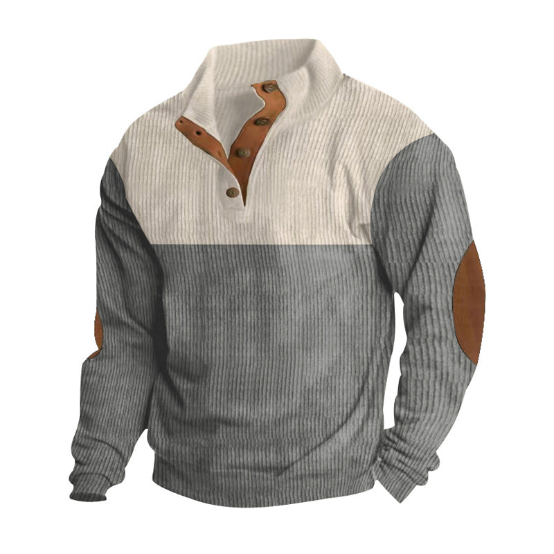 Men's Corduroy Color-Block Pullover Sweatshirt
