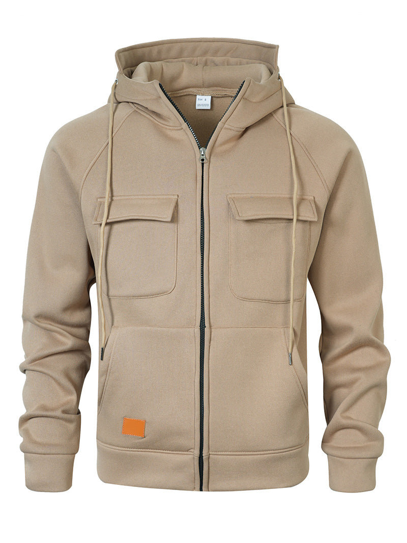 Men's Multi-Pocket Zip-Up Hoodie