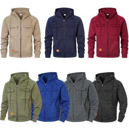Men's Multi-Pocket Zip-Up Hoodie