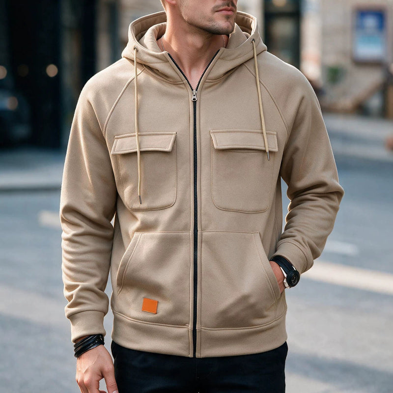 Men's Multi-Pocket Zip-Up Hoodie
