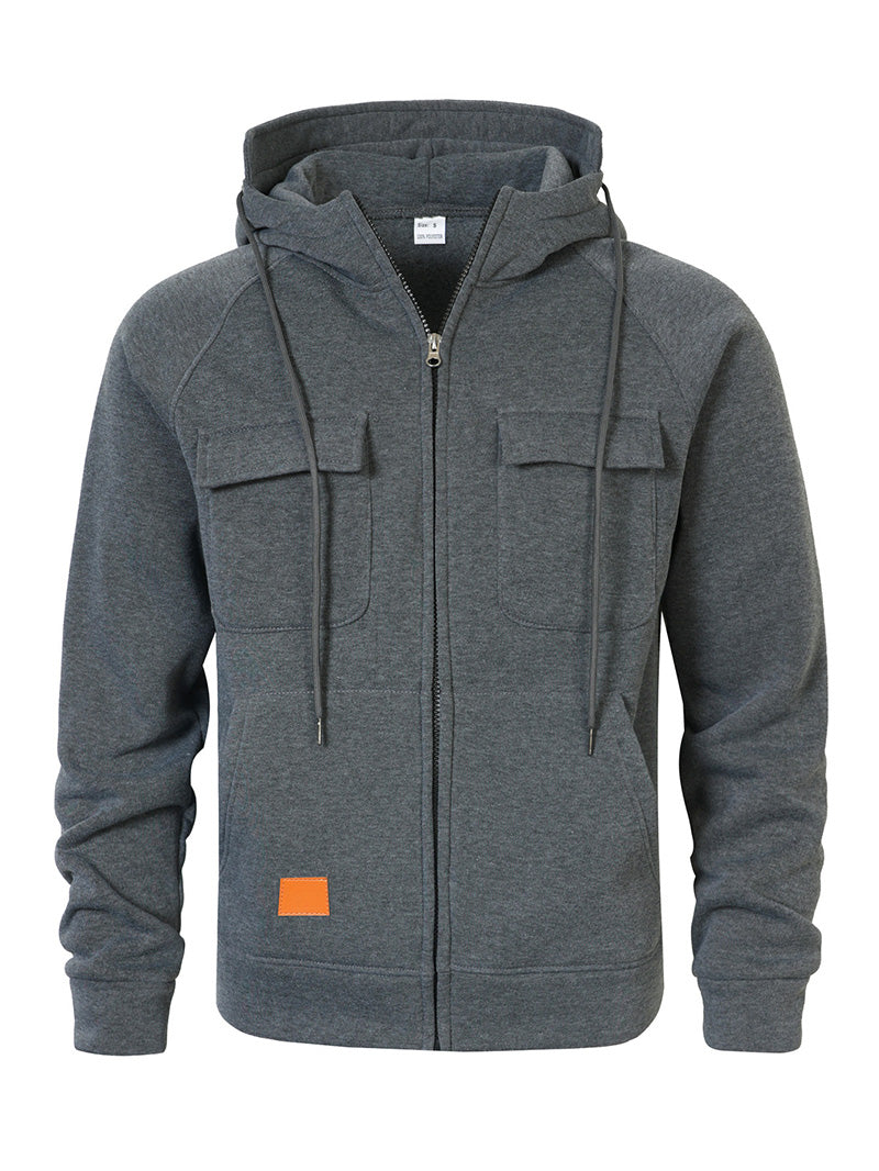 Men's Multi-Pocket Zip-Up Hoodie