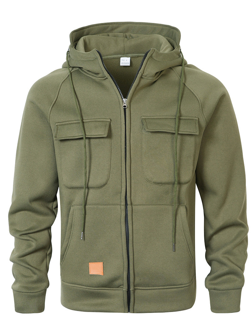 Men's Multi-Pocket Zip-Up Hoodie