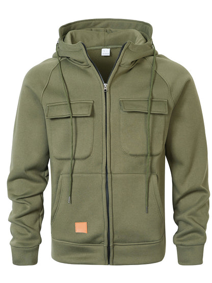 Men's Multi-Pocket Zip-Up Hoodie