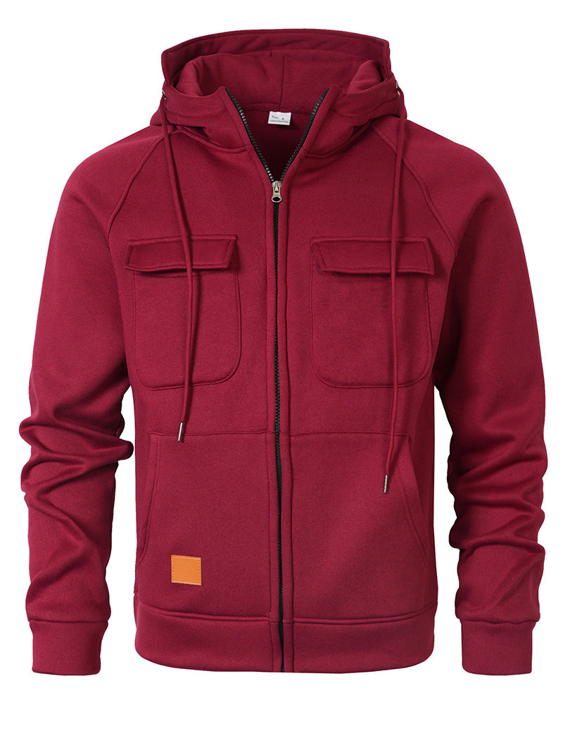 Men's Multi-Pocket Zip-Up Hoodie