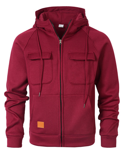 Men's Multi-Pocket Zip-Up Hoodie