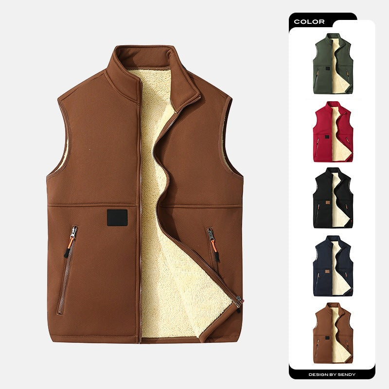 Unisex Fleece-Lined Stand Collar Vest