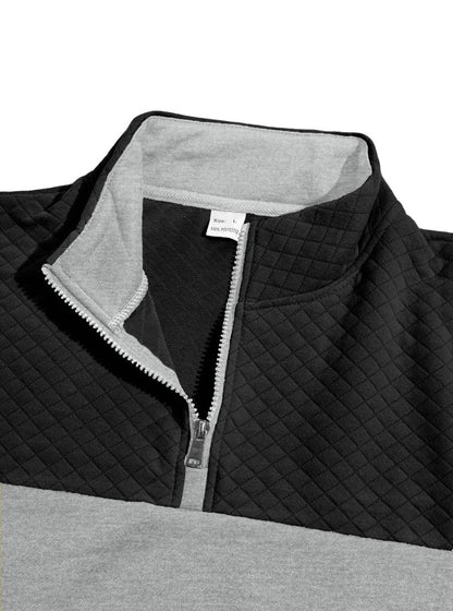 Men's Color-Block Quilted Quarter-Zip Sweatshirt
