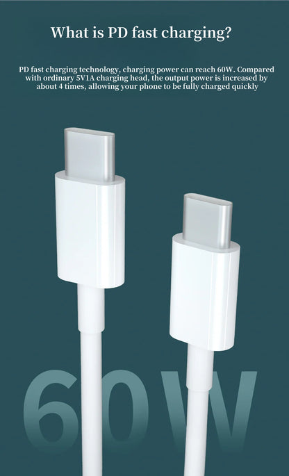 2M/6.6FT 2Pack USB-C to USB-C Data Cable for iPhone 15/16 Series, Fast Charging Cable with a Maximum Power of 60W