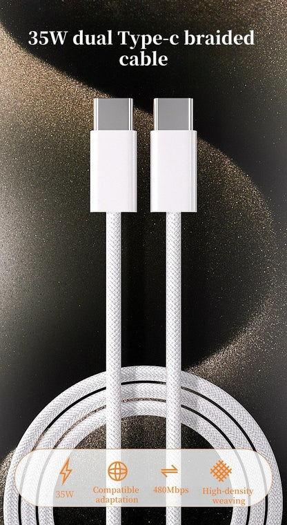 2M/6.6FT 2Pack USB-C to USB-C Braided Fast Charging Data Cable for iPhone 15/16 Series, with a Maximum Power of 35W