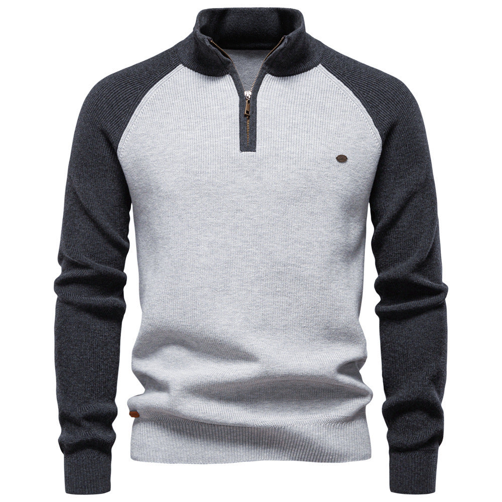Men's Colorblock Quarter Zip Business Casual Sweater