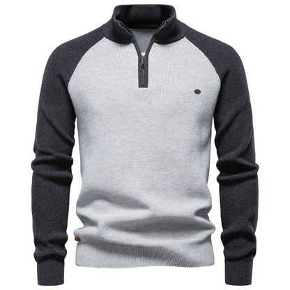 Men's Colorblock Quarter Zip Business Casual Sweater